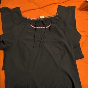 HeartSoul Black Scrub Set with Pink Trim